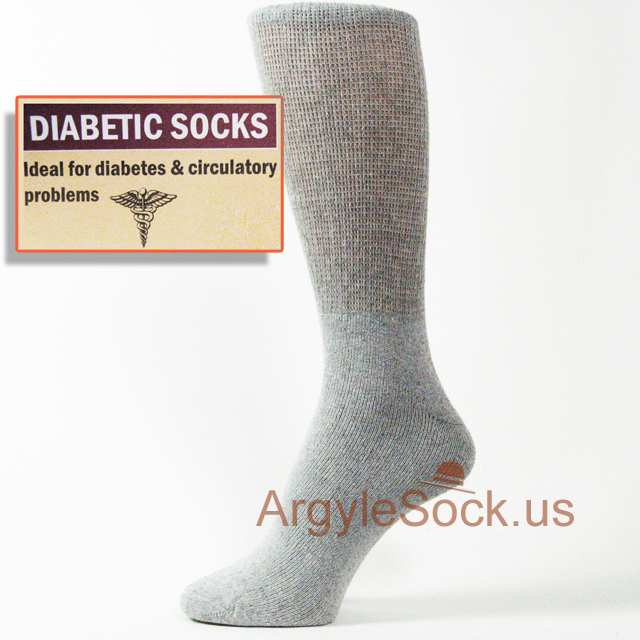 Grey / Gray Loose Fit Diabetes Socks Size 10-13
