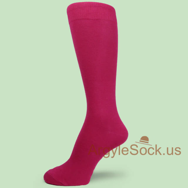 Hot Pink Quality Soft Cotton Mens/Groomsmen's Plain Dress Socks