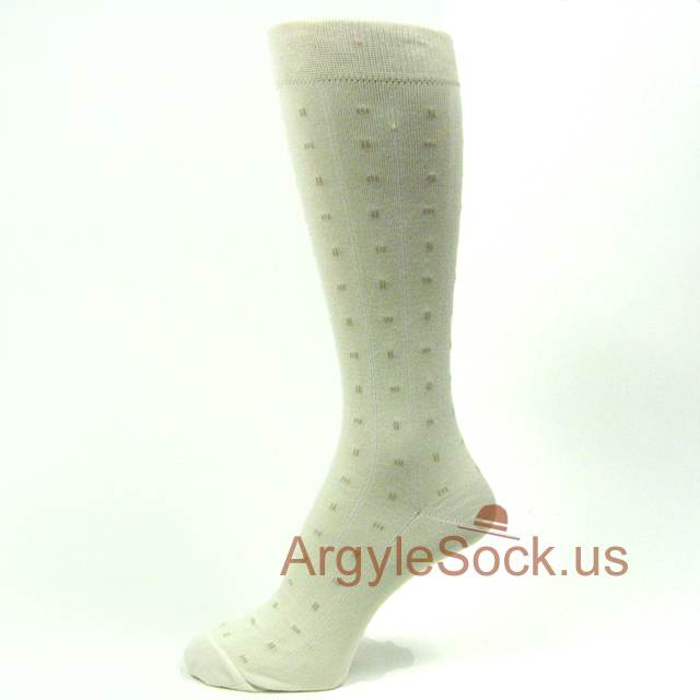 Men's Dress Socks - Cream with Small Dots