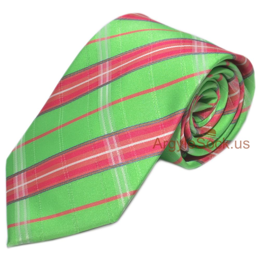 Light Mint Green Bright Pink Groomsmen Necktie MA032 Matching