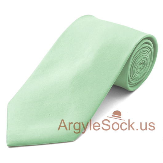 Mint Plain Color 100% Polyester Men's Groomsmen Necktie