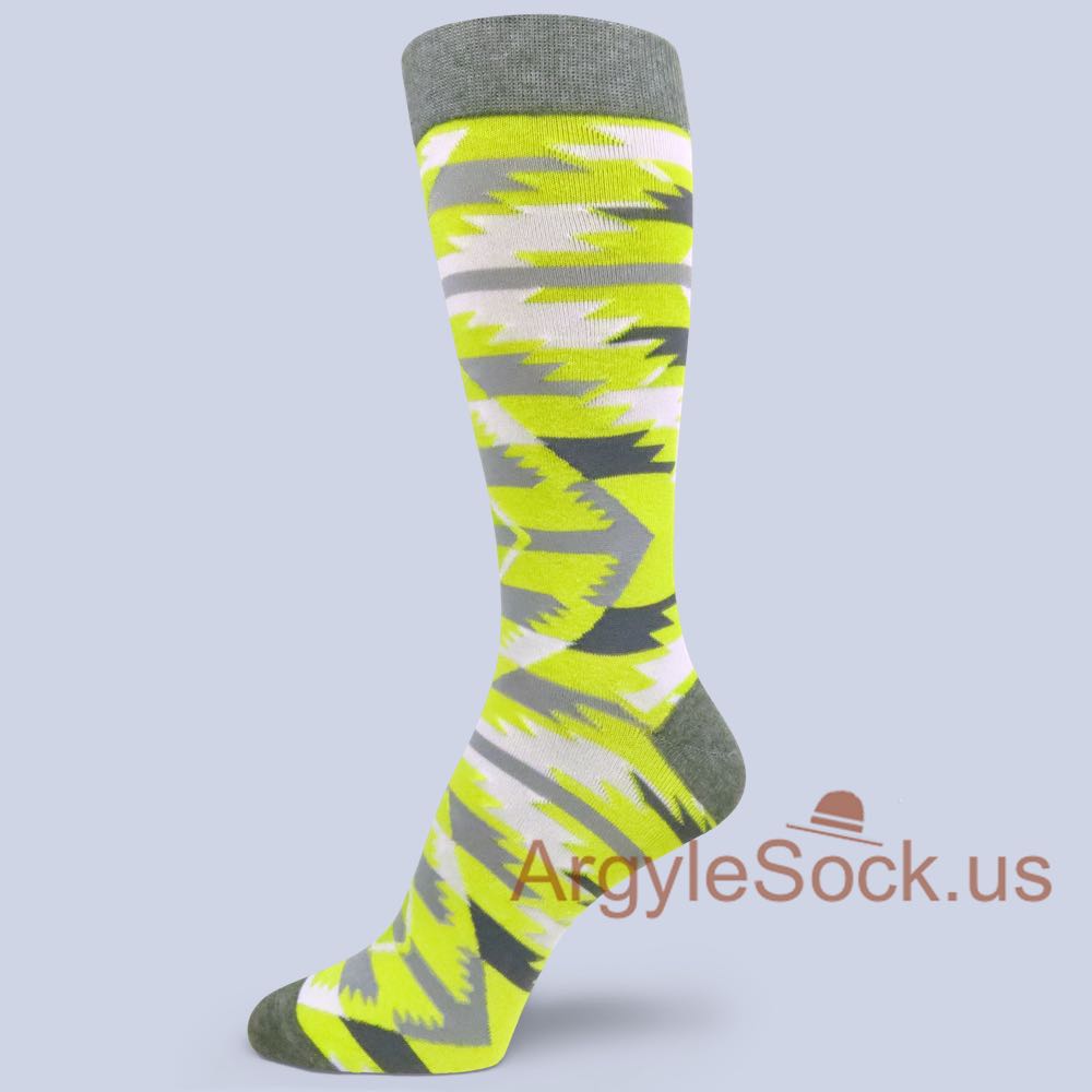 Jagged Arrow Neon Yellow Camouflage Socks for Men