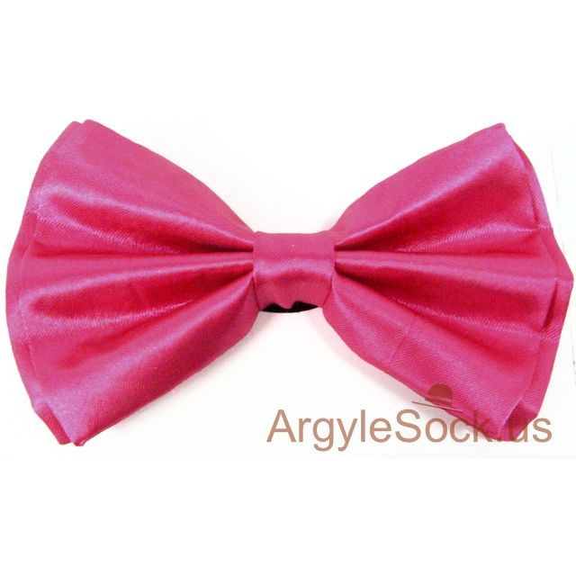Neon/Shiny Hot Pink Men's Bow Tie with elastic back strap