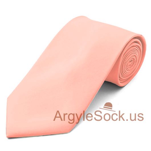 Peach Plain Color 100% Polyester Mans Groomsmens Necktie