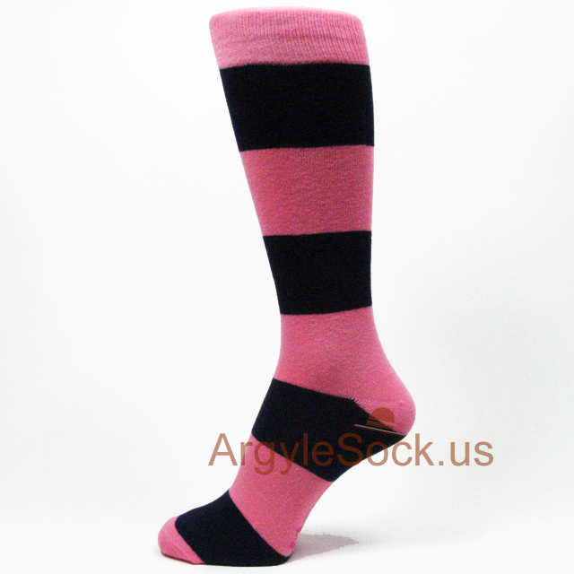 pink navy blue striped socks