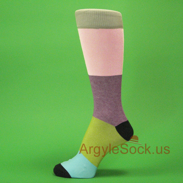 Pink Purple Lime Green Aqua Blue Beige Men's Socks