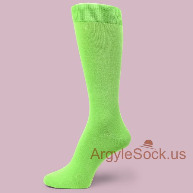 Lime Green Plain Men's Dress Socks