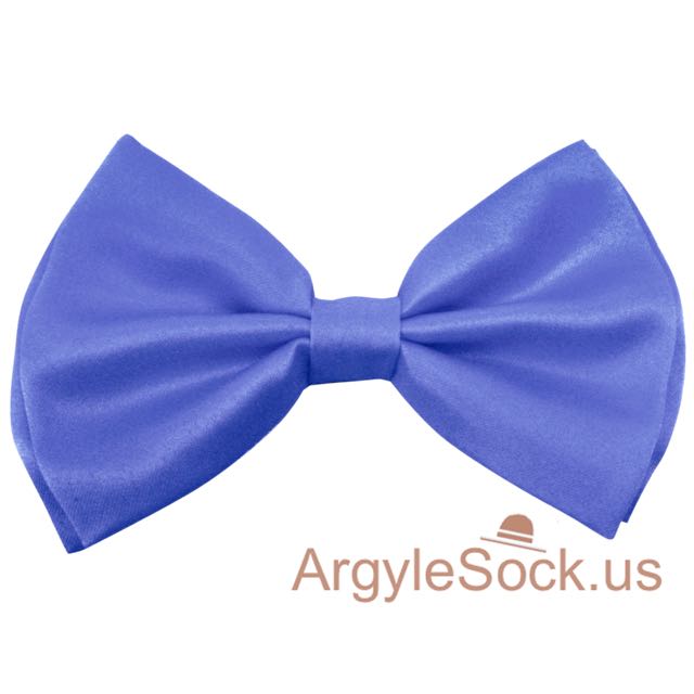 Pompadour Blue Bow Tie with elastic back strap for Groomsmen