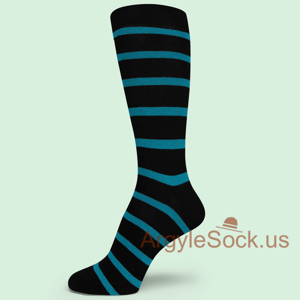 Blue Black Striped Man's Sock