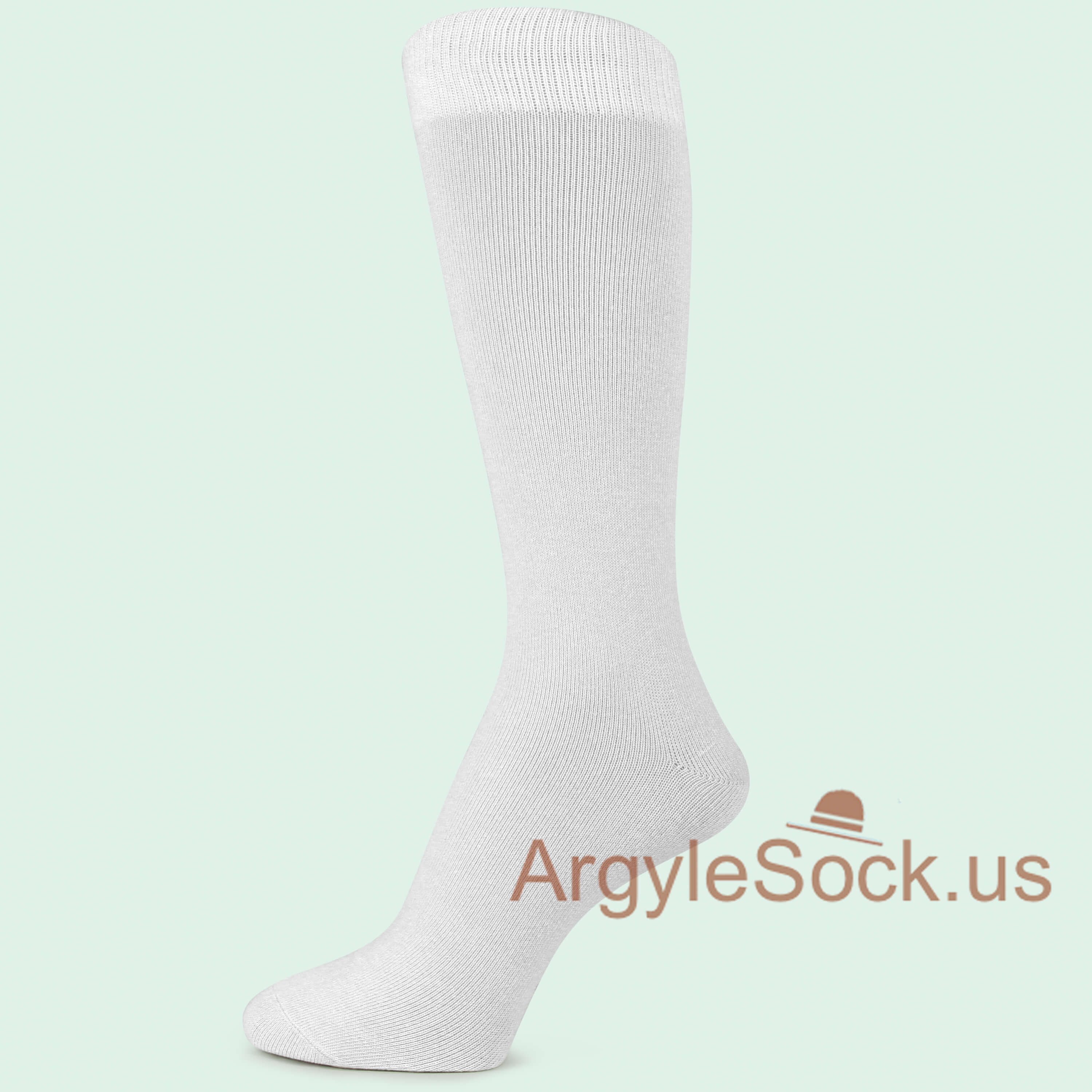 White Plain Solid Color Men's Mid Calf Dress Socks