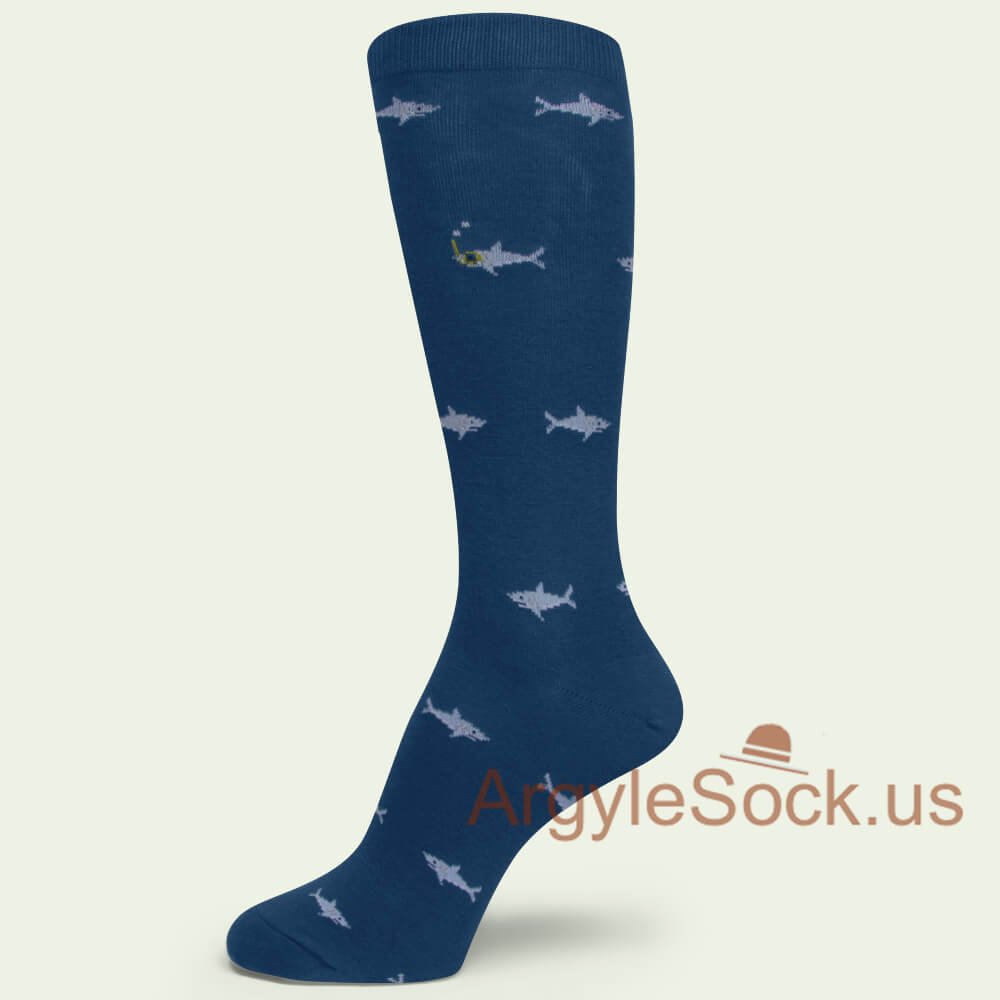 Sharks in the Deep Blue Ocean Men's Dress Socks