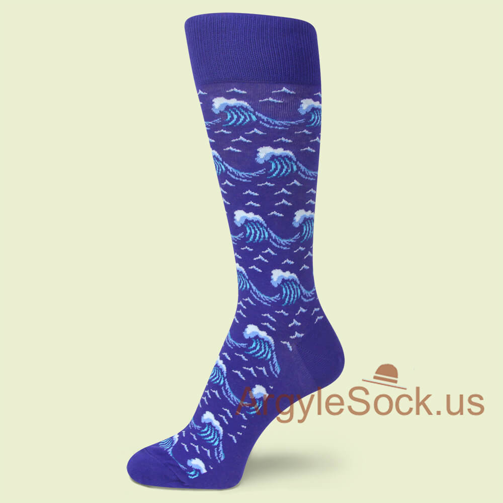 Blue Waves Theme Mans socks