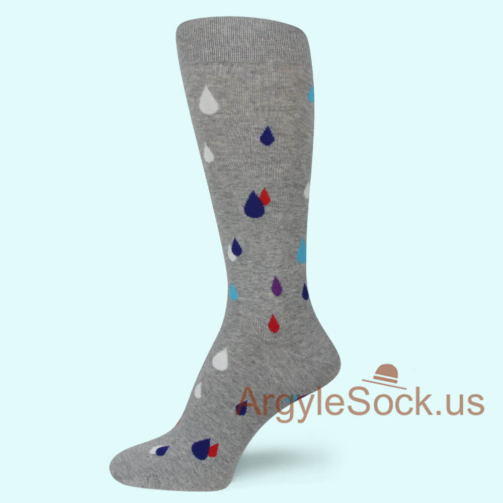 Gray with Colorful Droplets Mark Men's Socks