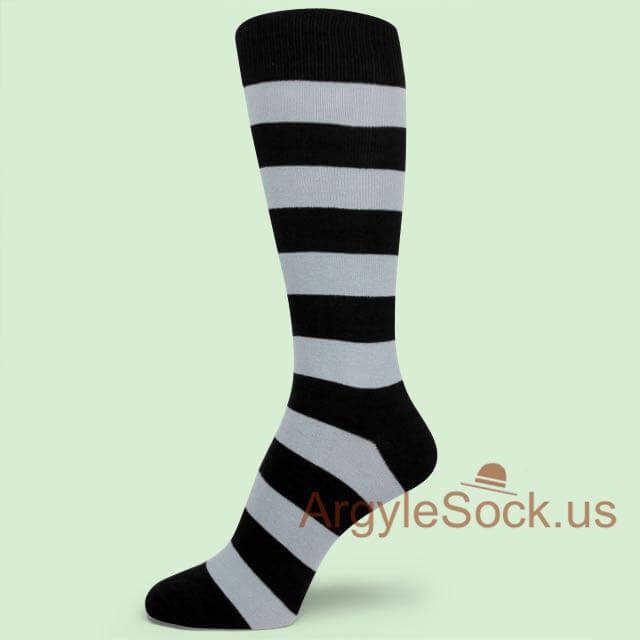 Black and Gray Premium Quality Soft Stripe Mens Socks