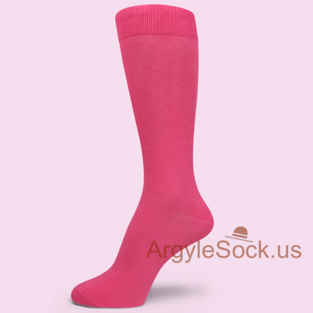 Bright Pink Premium Quality Mens/Groomsmens Cotton Dress Socks