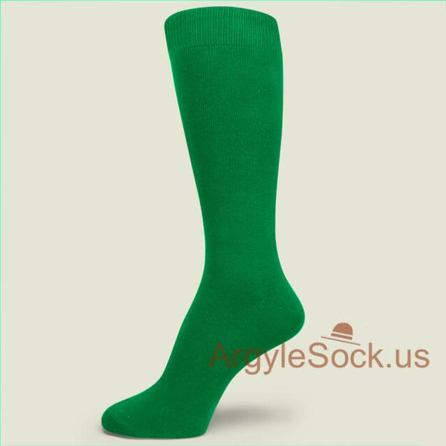 Green Plain Solid Color Man's/Groomsmens Socks