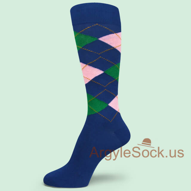Light Pink Green Blue Premium Quality Mans Argyle Socks