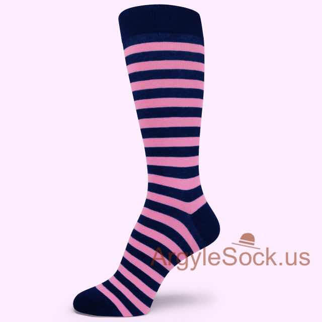 Pink & Navy Think Striped Mans Socks