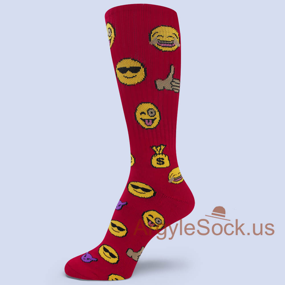 Emoji Thick Mans Red Socks