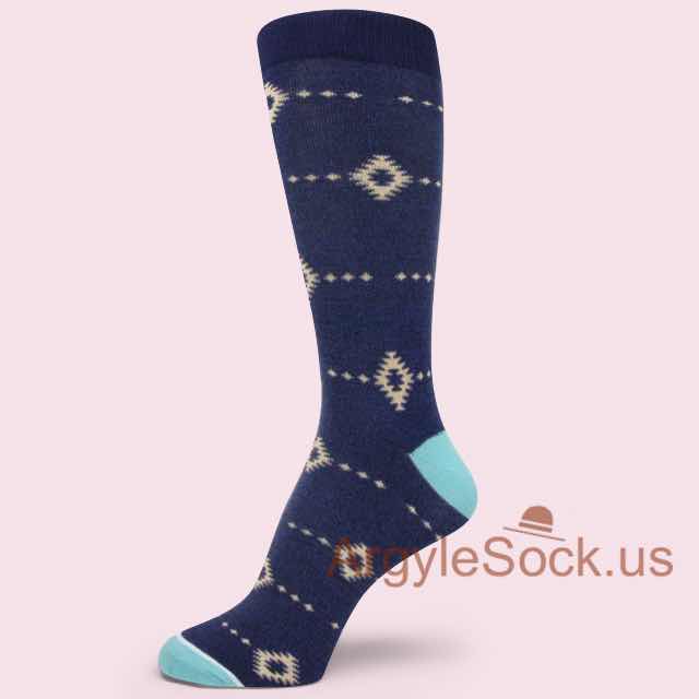 Tribal Pattern Navy Blue Men's Dress Socks