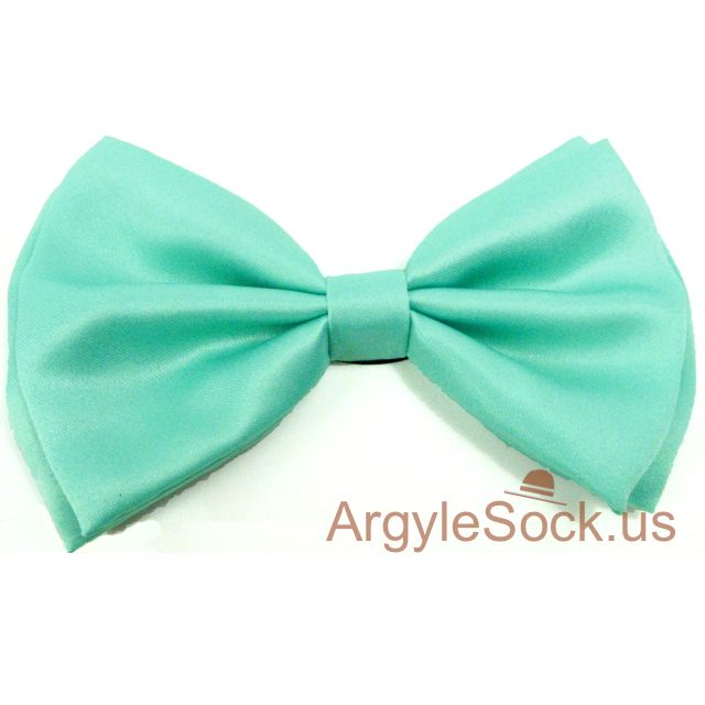 Spring Green Men's Bow Tie with elastic back strap for Groomsmen