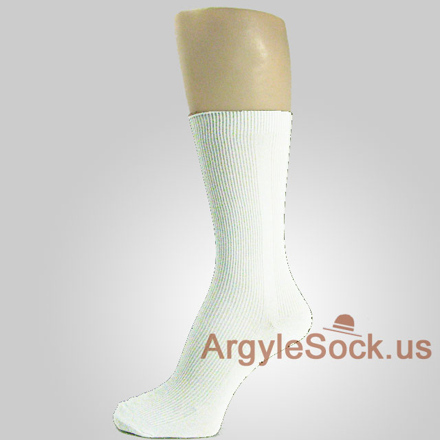 White Dress/Fashion Socks for Men Light Weight Vertical Texture