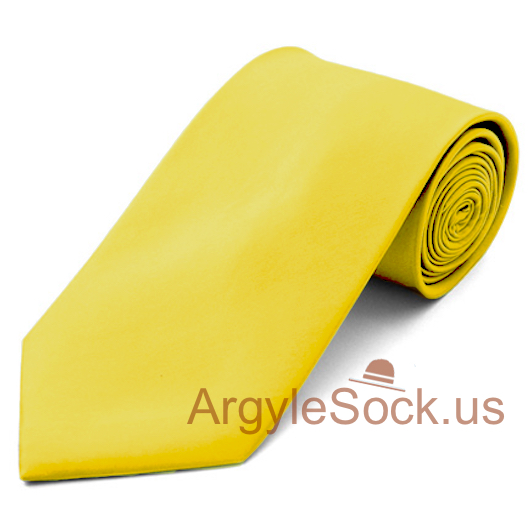 Yellow Plain Color 100% Polyester Mens Groomsmen Necktie