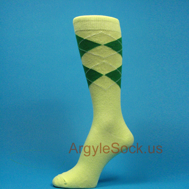 Light Yellow Green Groomsmen Argyle Socks