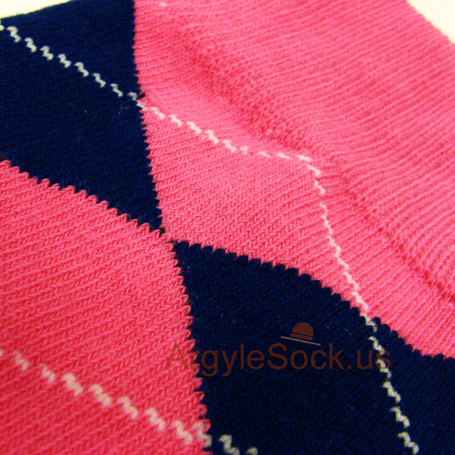 bright pink navy blue mens argyle sock
