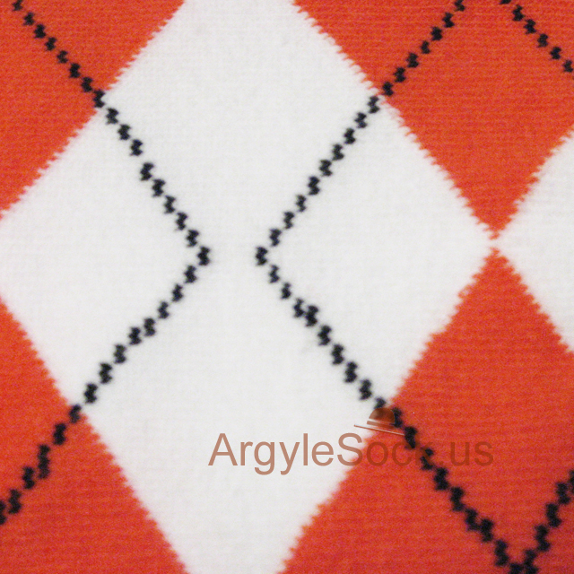 orange white men argyle socks