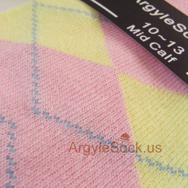 pink yellow men's argyle sock from Karin's socks manufacturer
