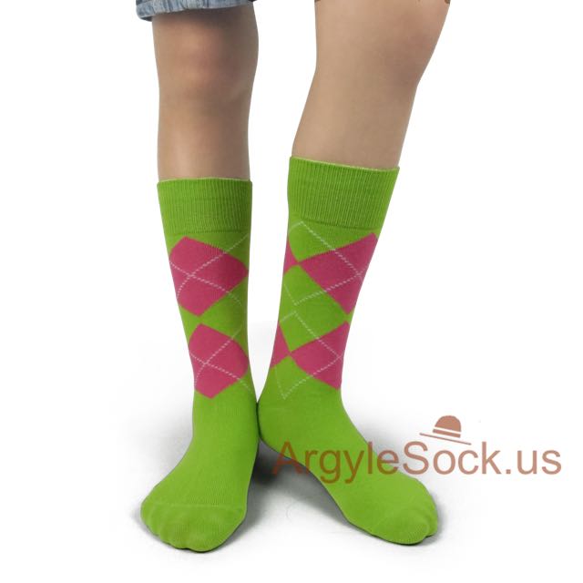 junior groomsmen's socks lime green pink
