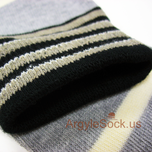 gray/grey black khaki stripe mens sock