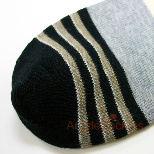 gray/grey black khaki striped mens socks