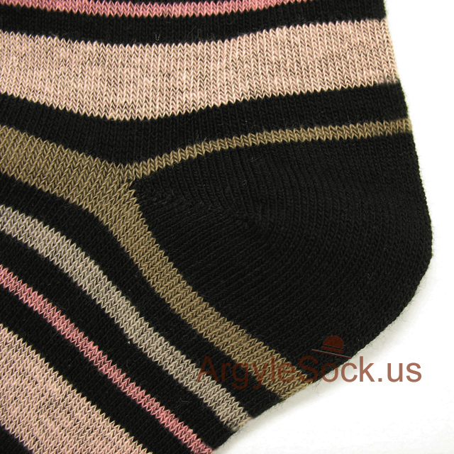 light pink grey black striped mens sock
