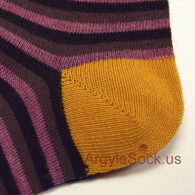 magenta purple brown stripes men sock