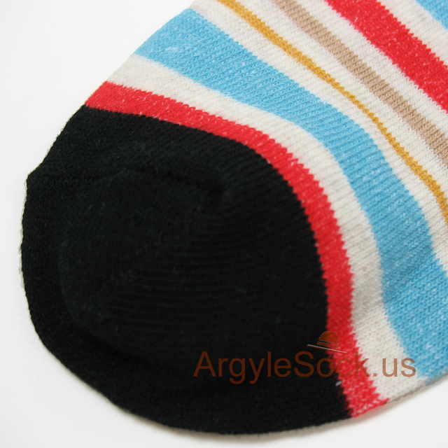 off-white light blue red striped mens sock