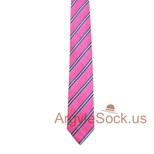 bright pink blue teal turquoise striped neck tie