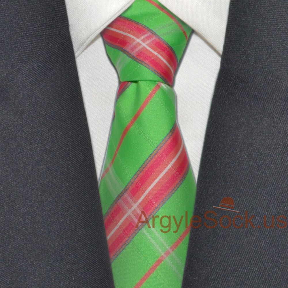 mint/apple green and pink necktie for groomsmen