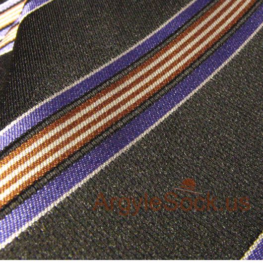 violet purple brown stripes black necktie for wedding