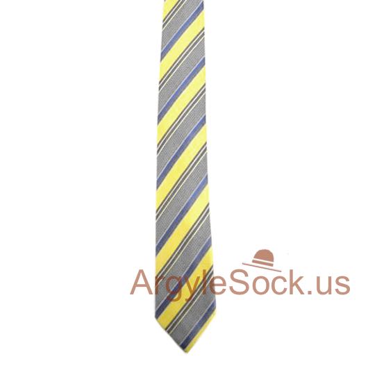 light yellow blue gray striped groomsmen ties