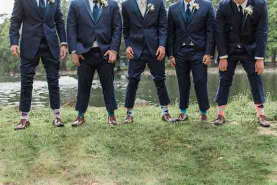peach light grey navy groomsmen socks