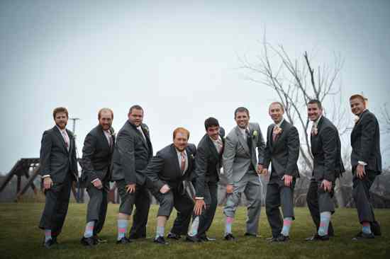 gray light blue and pink groomsmen socks