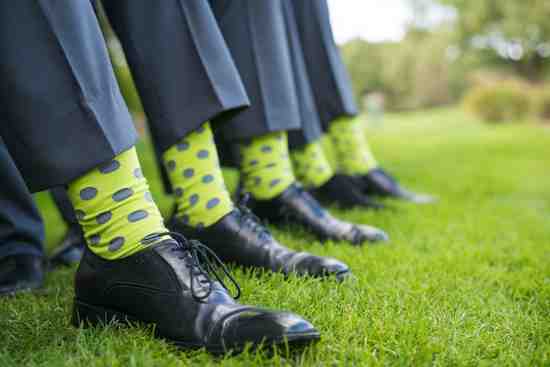 Lime Green gray polka dots groomsmen socks