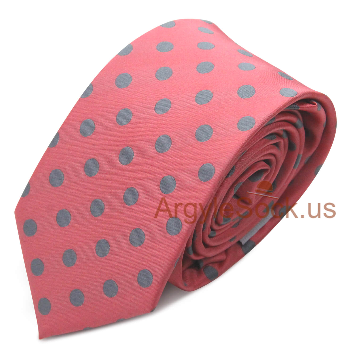 Peach Coral and Grey Dots Groomsmen/Costume Necktie