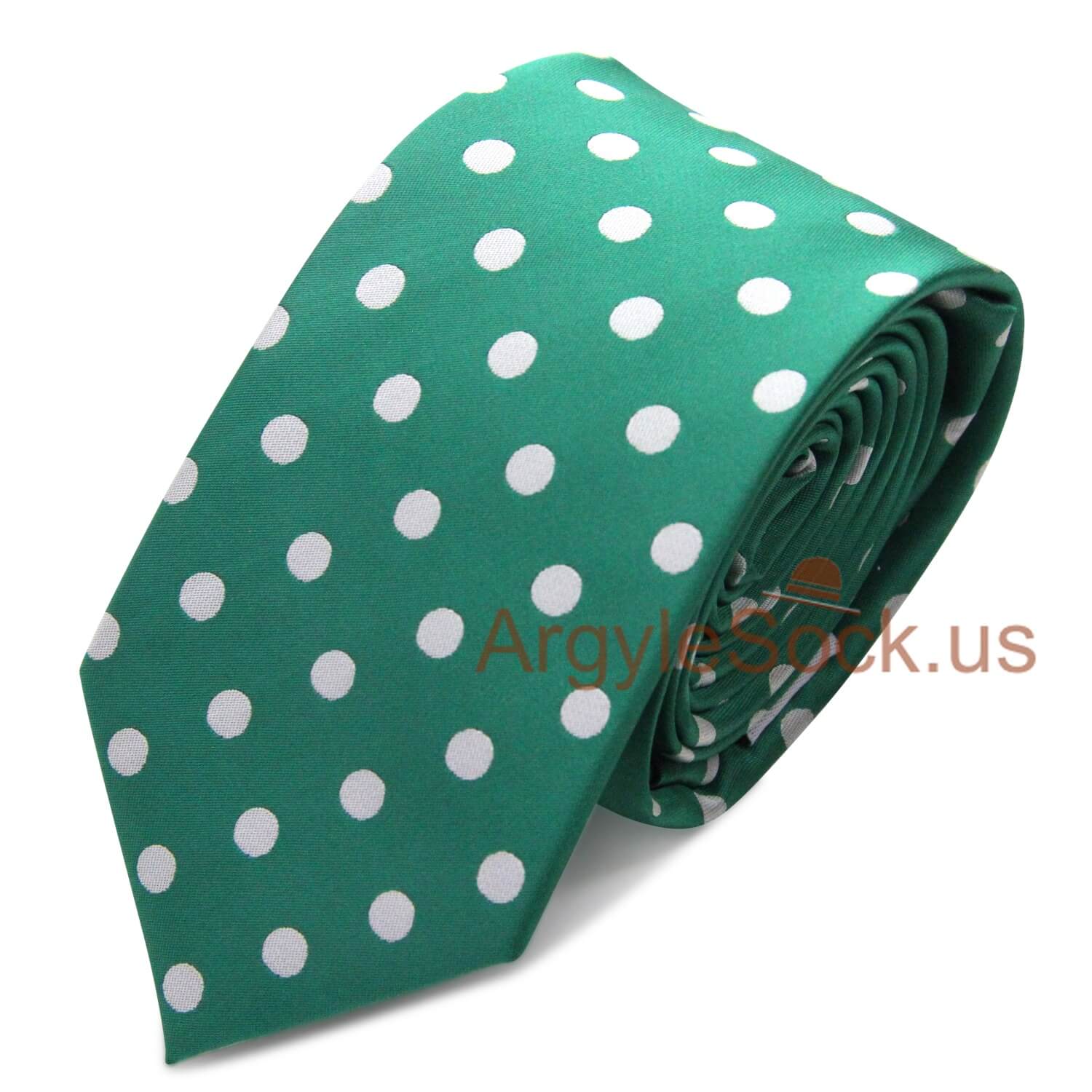 Green and White Dots Groomsmen/Costume Necktie