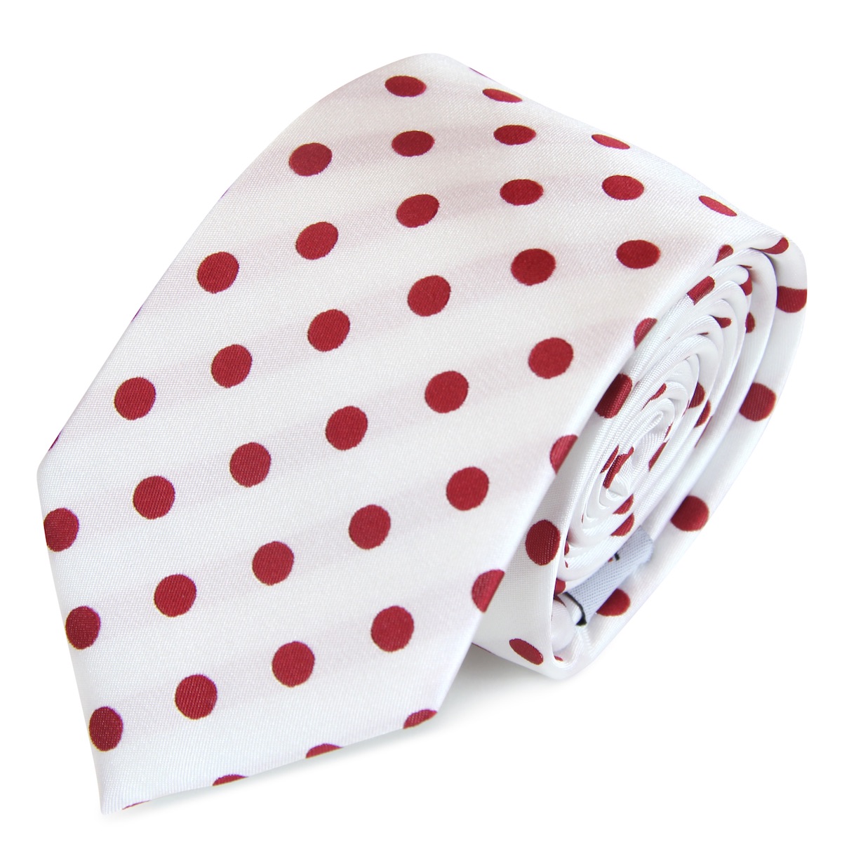 White Red Polka Dots Groomsmen Mens Tie (Matching MA177 Socks)