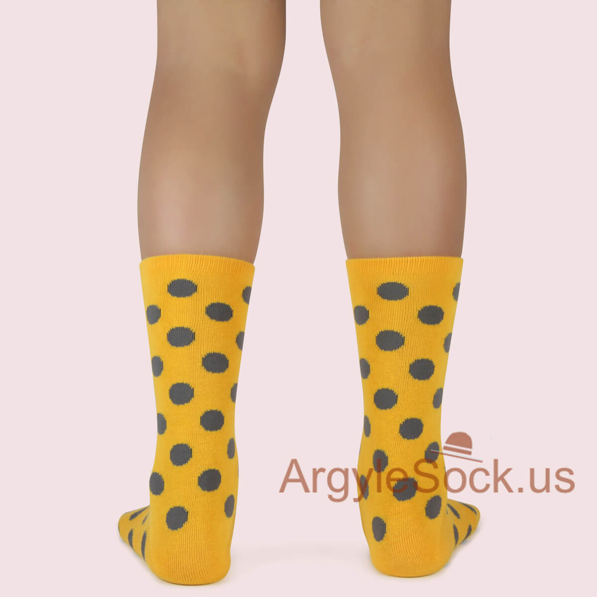 Gold Yellow Grey Polka Dots Junior Groomsmen/Ring Bearer Socks