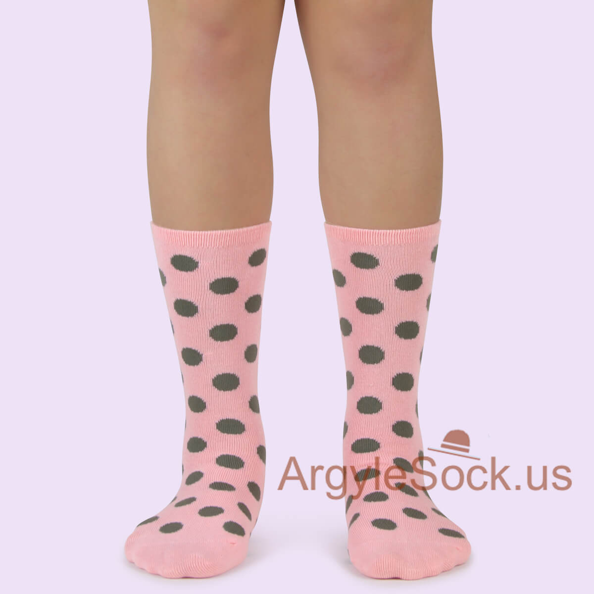 Light Pink and Grey Polka Dots Junior Groomsmen Socks