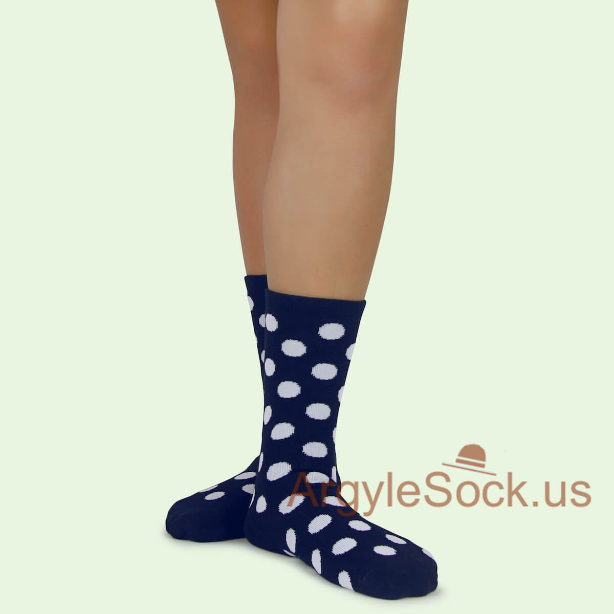 Navy Blue with White Polka Dots Junior Groomsmen Socks